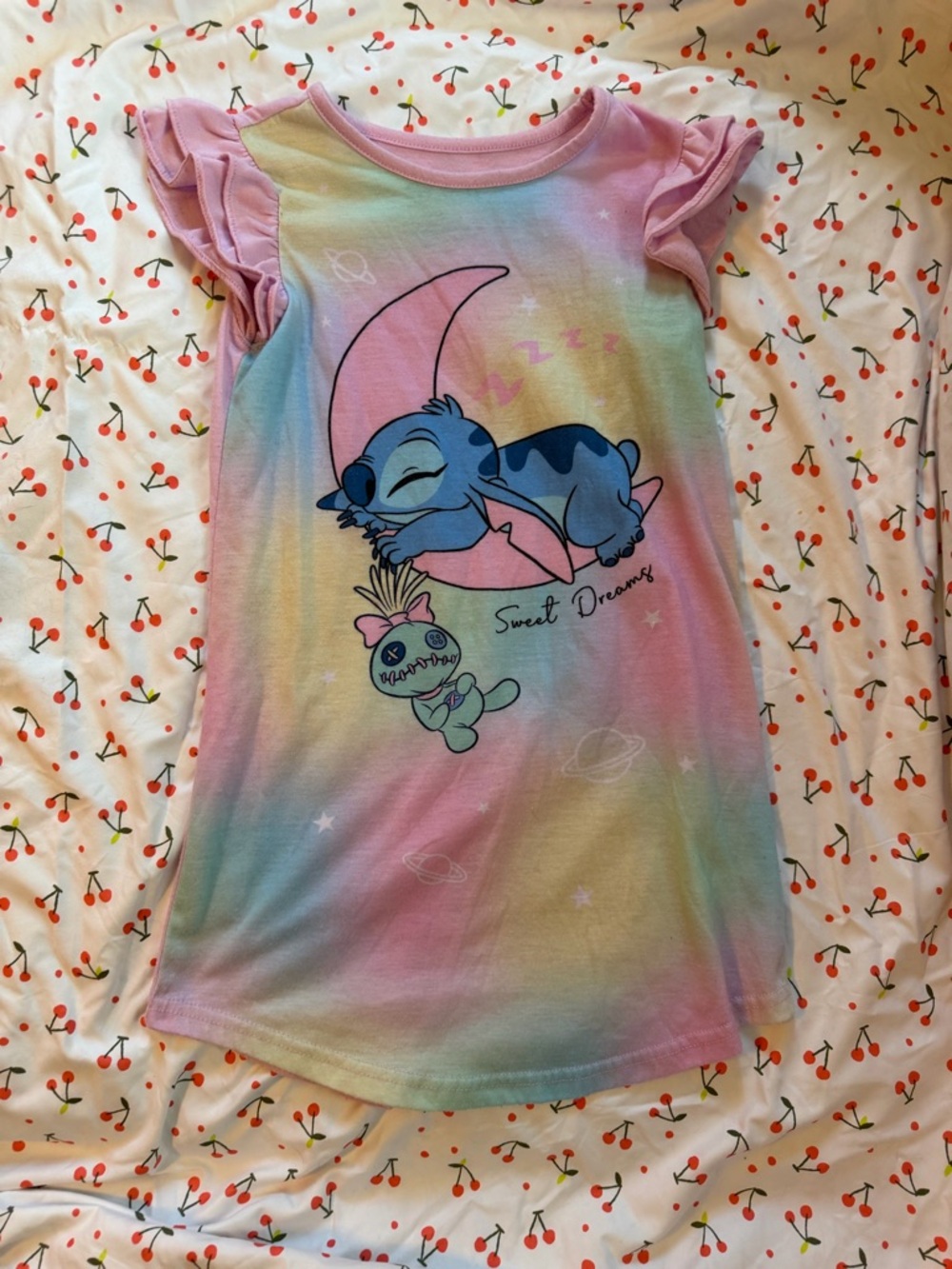 Kids' Pastel Tie-Dye Stitch 'Sweet Dreams' Nightgown - Pink/Blue/Yellow